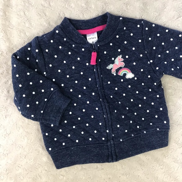 Carter’s Quilted Unicorn Jacket Blue Rainbow 6M